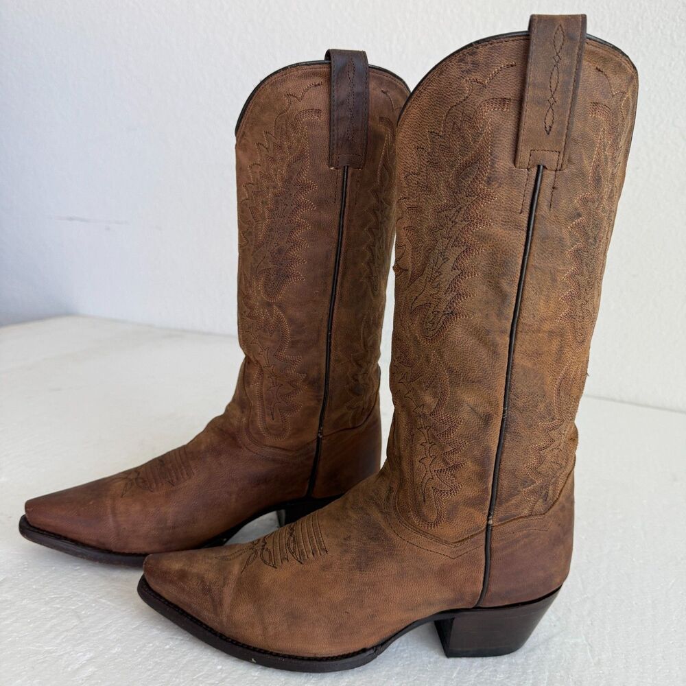 Dan Post Brown Distressed Leather Western Cowboy Boots